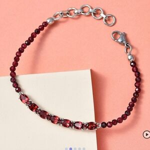 🆕️Karis Mozambique Garnet Beaded Bracelet in Platinum Bond 13.20 ctw